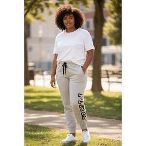 Victoria’s Secret PINK Logo Jogger Sweatpants Women’s XL Gray Fleece